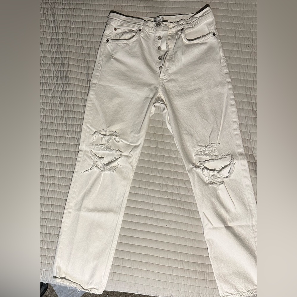 Agolde 90's Mid Rise Loose White Button Fly Jeans Womens Size 27